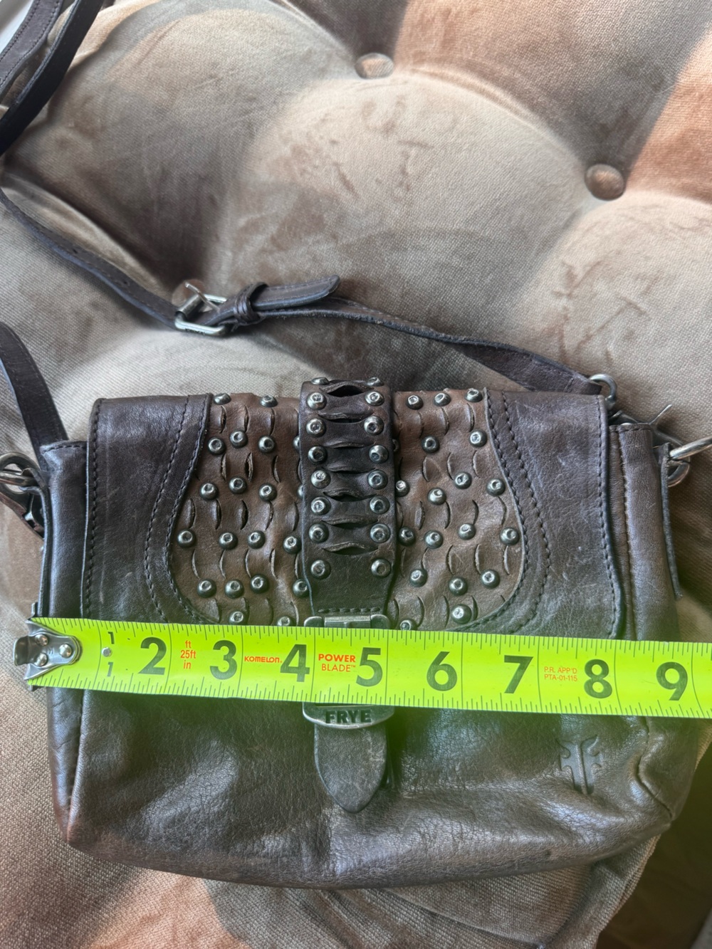 Frye Diana Leather Studded Crossbody Bag Shoulder Strap Y2K - Picture 6 of 7